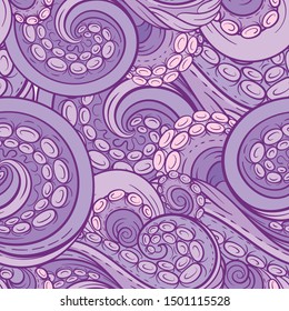 Octopus tentacles colorful vector seamless pattern