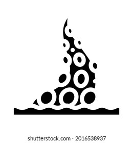 Tintenfisch-Tentakel-Glyph-Symbol-Vektorgrafik. Schild mit Tintenfisch-Tentakeln. isoliertes Kontursymbol