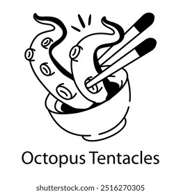 Octopus tentacles icon in doodle style 