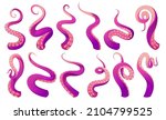Octopus tentacles isolated set. Monster kraken or squid palps. Underwater animal antennas or feelers on white background. Fantasy creature cephalopod arms or legs, cthulhu palpus. Cartoon vector icons