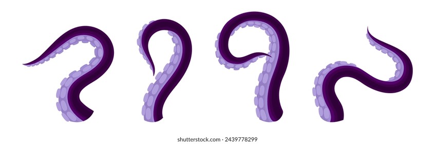 Octopus Tentacles as Limb of Ocean Creature Vector Set