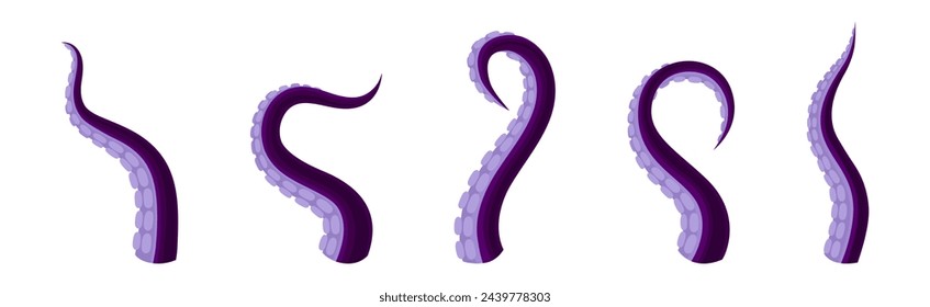 Octopus Tentacles as Limb of Ocean Creature Vector Set