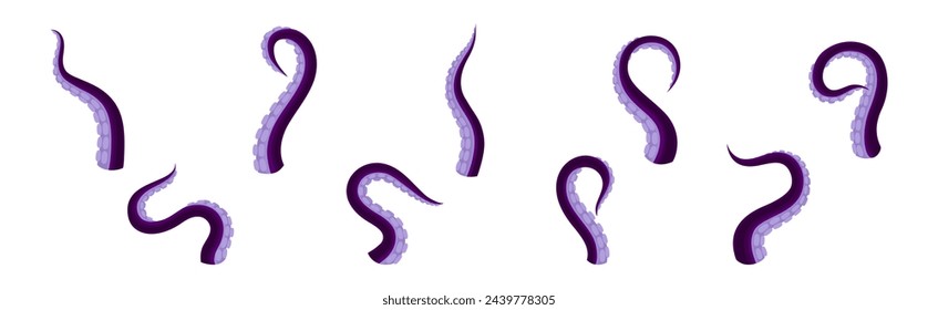 Octopus Tentacles as Limb of Ocean Creature Vector Set