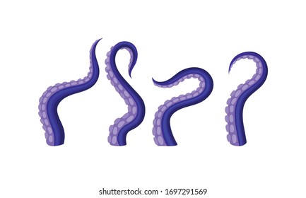 Octopus Tentacles or Limbs Wiggling and Snaking Vector Set