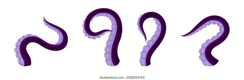 Octopus Tentacles or Limbs Wiggling and Snaking Vector Set