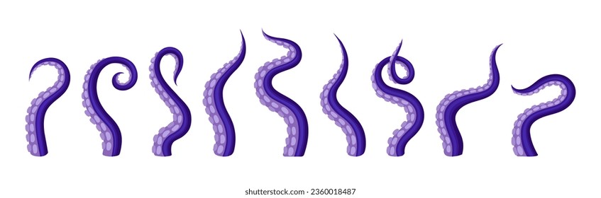 Octopus Tentacles or Limbs Wiggling and Snaking Vector Set