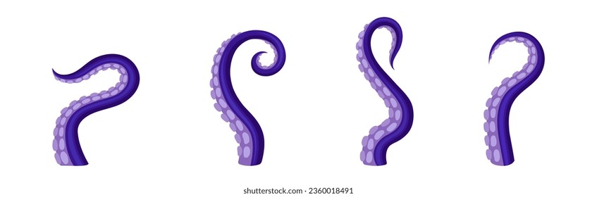 Octopus Tentacles or Limbs Wiggling and Snaking Vector Set