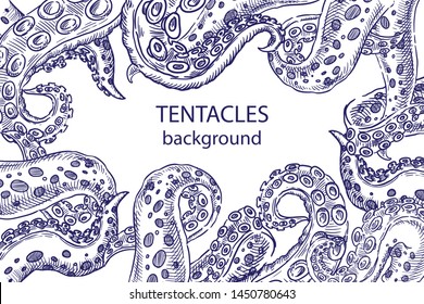 Octopus tentacles line sketch background