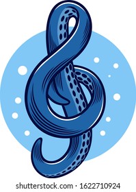 Octopus tentacles with Music Symbol Treble Clef Shape