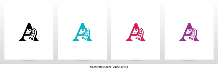  Octopus Tentacles On Letter Logo Design A