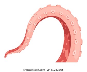 Octopus tentacles or sea squid icon. Spooky marine monster arm on white background. Vector cartoon underwater animal