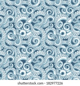 octopus tentacles - seamless pattern. Hand drawn illustration