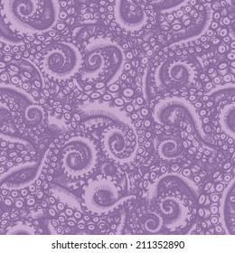octopus tentacles - seamless pattern. Hand drawn illustration