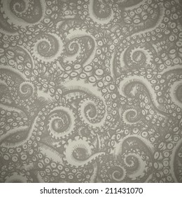 octopus tentacles - seamless pattern. Hand drawn illustration