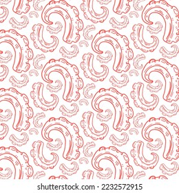 octopus tentacles - seamless pattern. Hand drawn illustration with pnik color