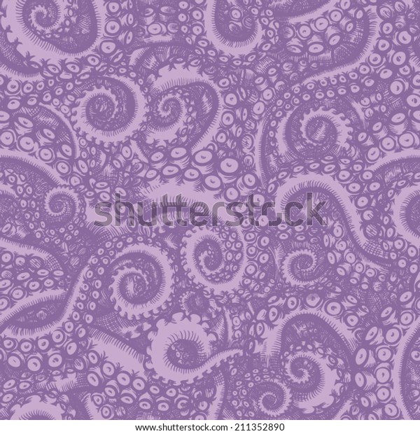 Octopus Tentacles Seamless Pattern Hand Drawn Stock Vector (Royalty ...