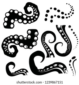 octopus tentacles various shapes in black