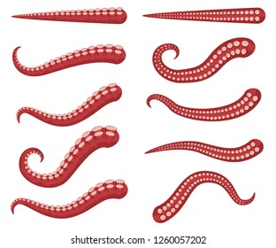 Octopus tentacles vector cartoon set isolated on a white background.
