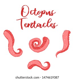 octopus tentacles vector collection, bright colored, editable illustration