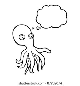 octopus with thought bubble cartoon