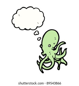 octopus with thought bubble cartoon character
