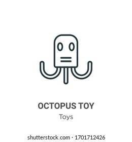 Octopus toy outline vector icon. Thin line black octopus toy icon, flat vector simple element illustration from editable toys concept isolated stroke on white background