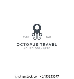 octopus travel icon logo design