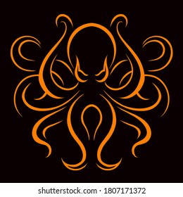 Octopus Tribal Tatto Design Illustration