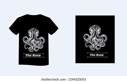 Octopus T-shirt design concept vector.