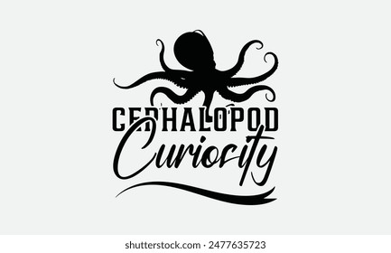  Octopus T-shirt Design,  Isolated on white background, This illustration can be used as a print on t-shirts and bags, cover book, templet, stationary or as a poster.
