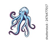 octopus under water vector with angrey look