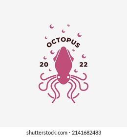 Octopus underwater logo vector illustration design, octopus icon design template