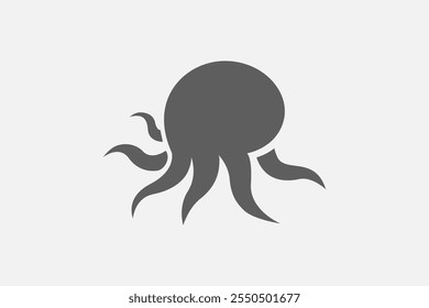 Octopus unique silhouette symbol or logo vector