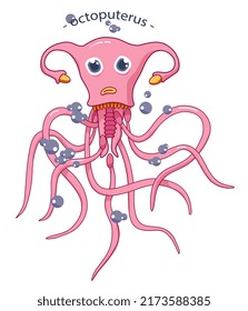 Octopus and Uterus illustration. can use for t-shirt POD and another things