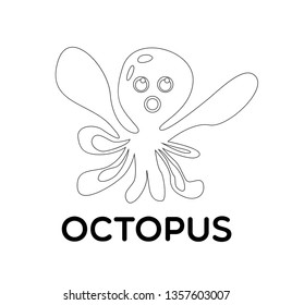octopus, vector animal cartoon, coloring book or page