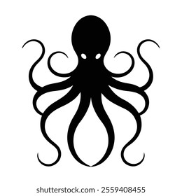 Octopus Vector Art Silhouette High-Quality Marine Life Graphics for Creative Designs