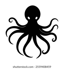 Octopus Vector Art Silhouette High-Quality Marine Life Graphics for Creative Designs