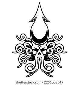 Octopus Vector Black And White Logo Design Mascot template