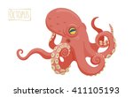 Octopus, vector cartoon illustration
