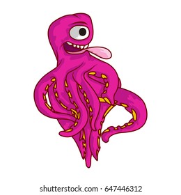 Octopus, vector cartoon illustration