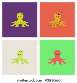 Octopus, vector cartoon illustration collection