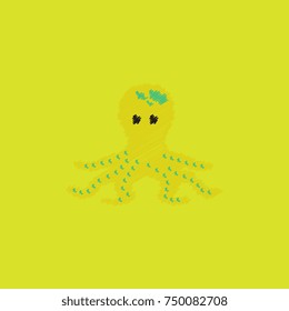 Octopus, vector cartoon illustration in Hatching style