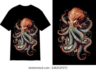 Octopus Vector design T-shirt, And Octopus illustration file