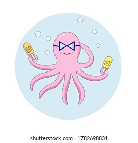 Octopus vector graphics. Undersea world. Graphic arts.