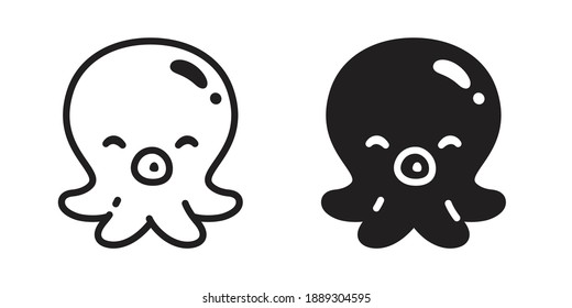 Octopus vector icon fish salmon tuna cartoon symbol illustration design
