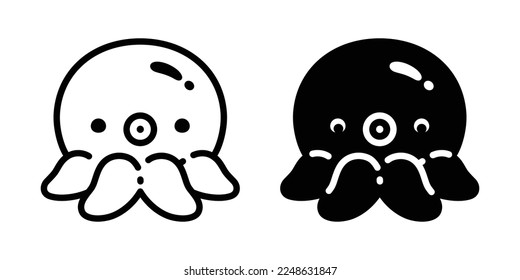 Octopus vector icon fish squid cartoon character symbol illustration design