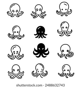  The Octopus Vector Icon Set: Devilfish Illustration Sign Collection":