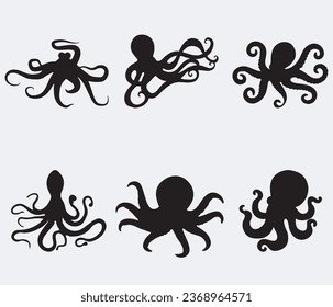 Octopus vector icon set. illustration sign collection.