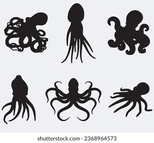 Octopus vector icon set. illustration sign collection.