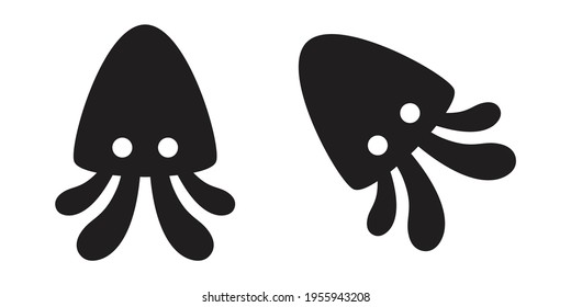 Octopus vector icon squid fish cartoon symbol illustration design